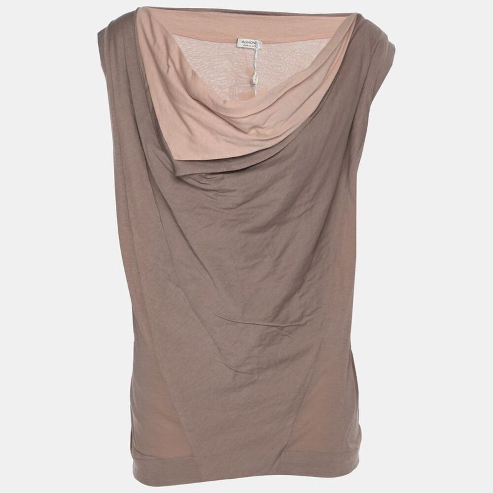 Agnona Beige Cotton Sleeveless Tops Set L